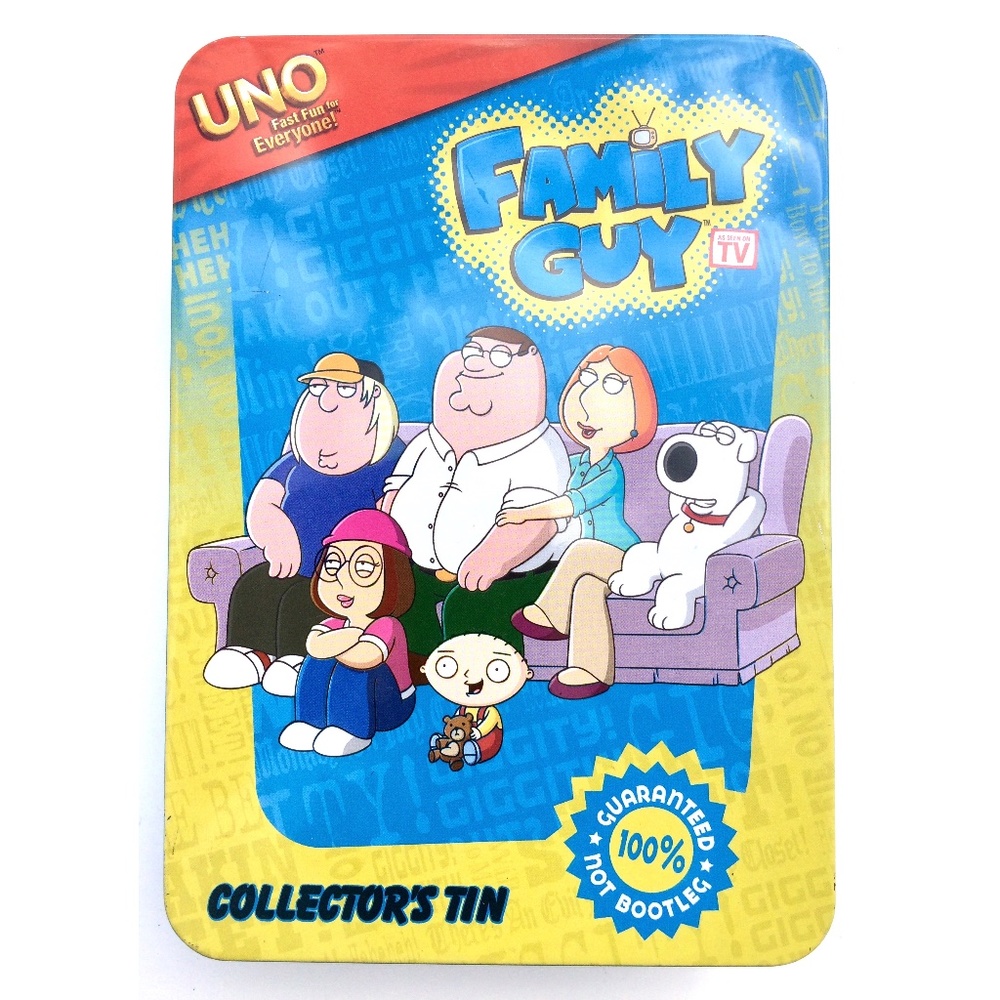 UNO Family Guy Collector's Tin Fundex Games AS IS MISSING ONE CARD